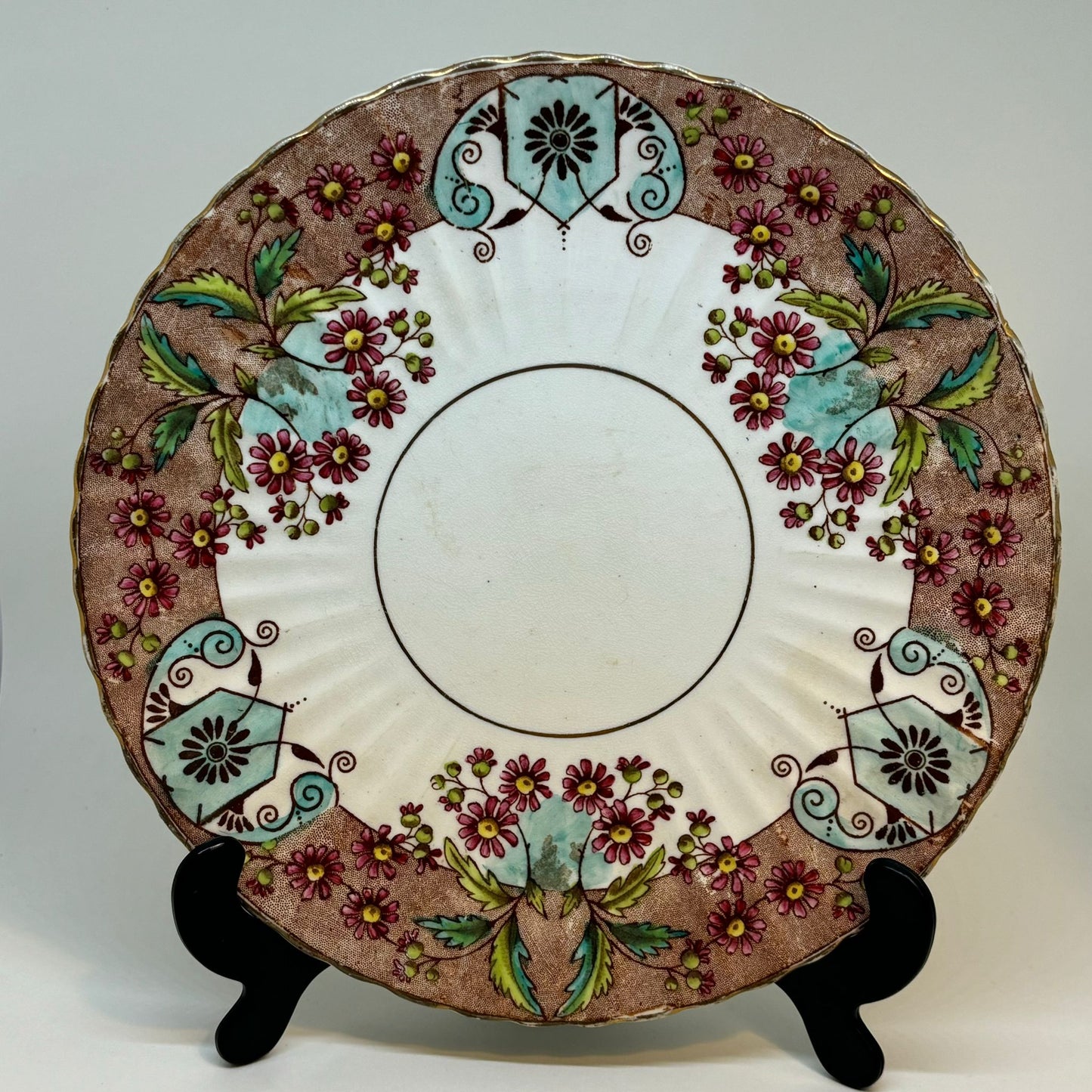 Antique Art Deco CAKE PLATE Hand Painted (prior to 1929) 9.25"