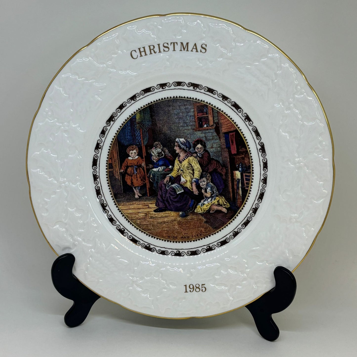 Coalport Christmas Series Pratt Prints Plate, "Hide and Seek" 1985