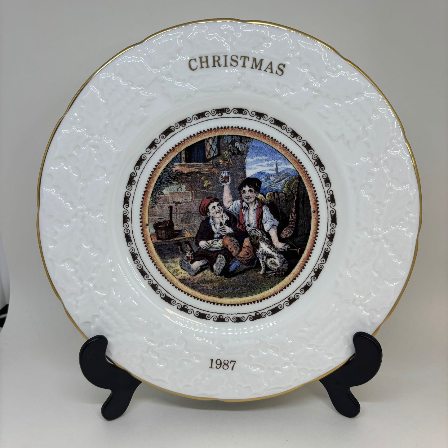 Coalport Christmas Series Pratt Prints Plate, "God Bless Us Everyone!" 1987