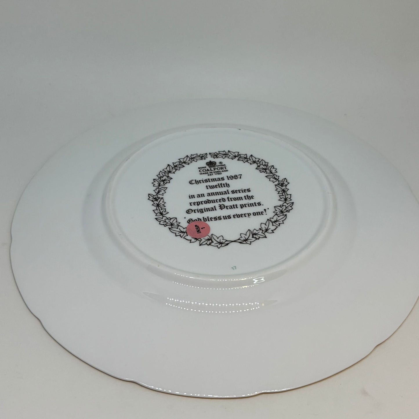 Coalport Christmas Series Pratt Prints Plate, "God Bless Us Everyone!" 1987