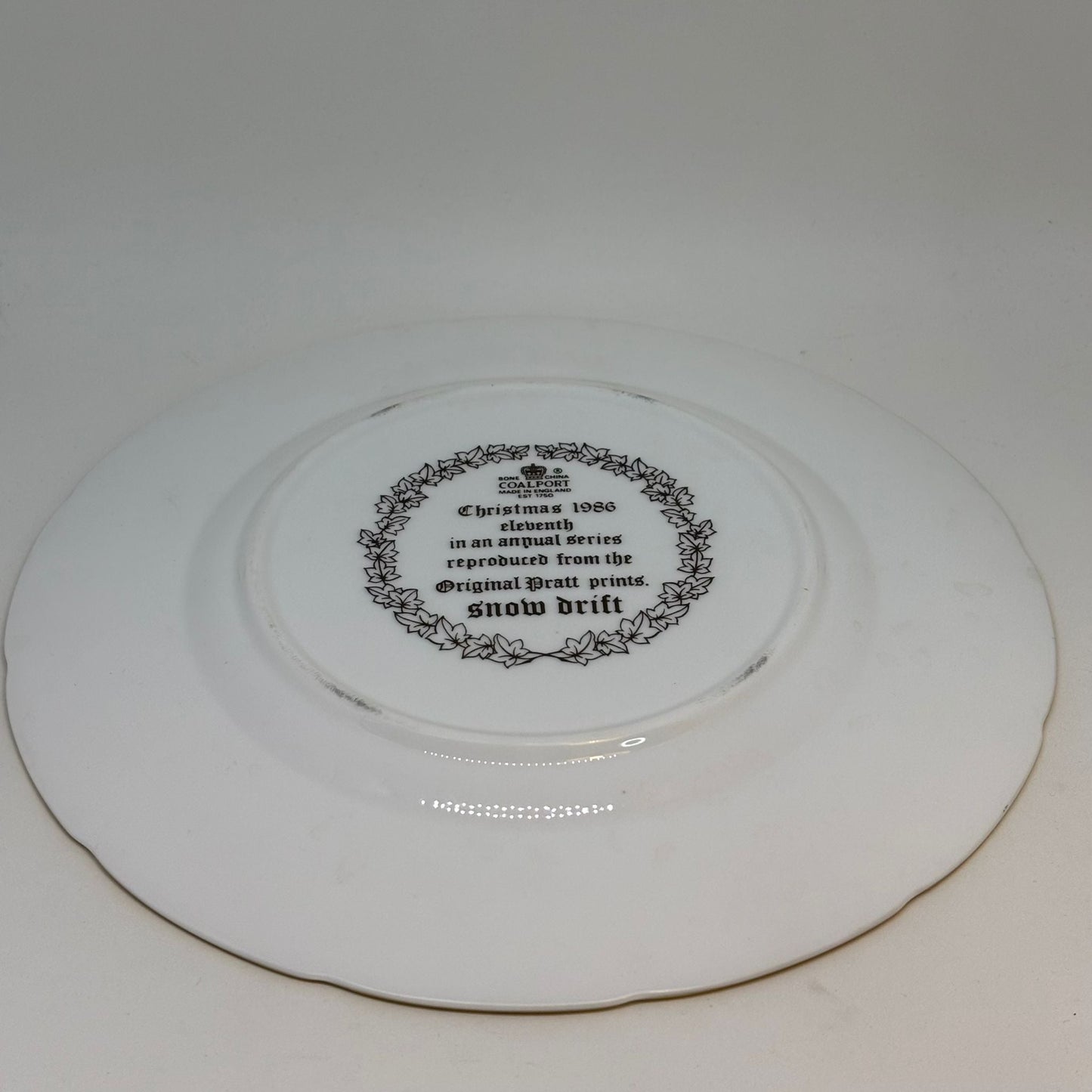 Coalport Christmas Series Pratt Prints Plate, "Snow Drift" 1986