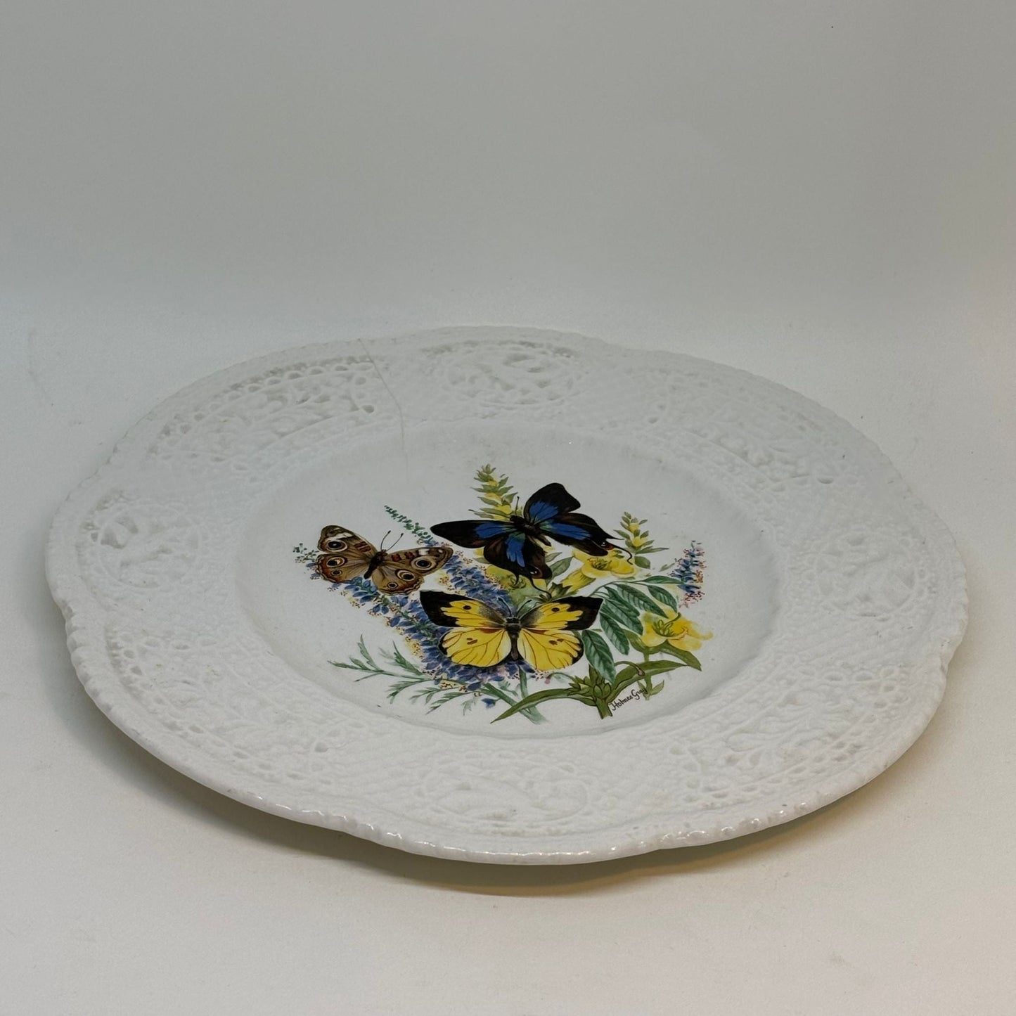 Royal Cauldon Butterflies Plate by Holmes Gray