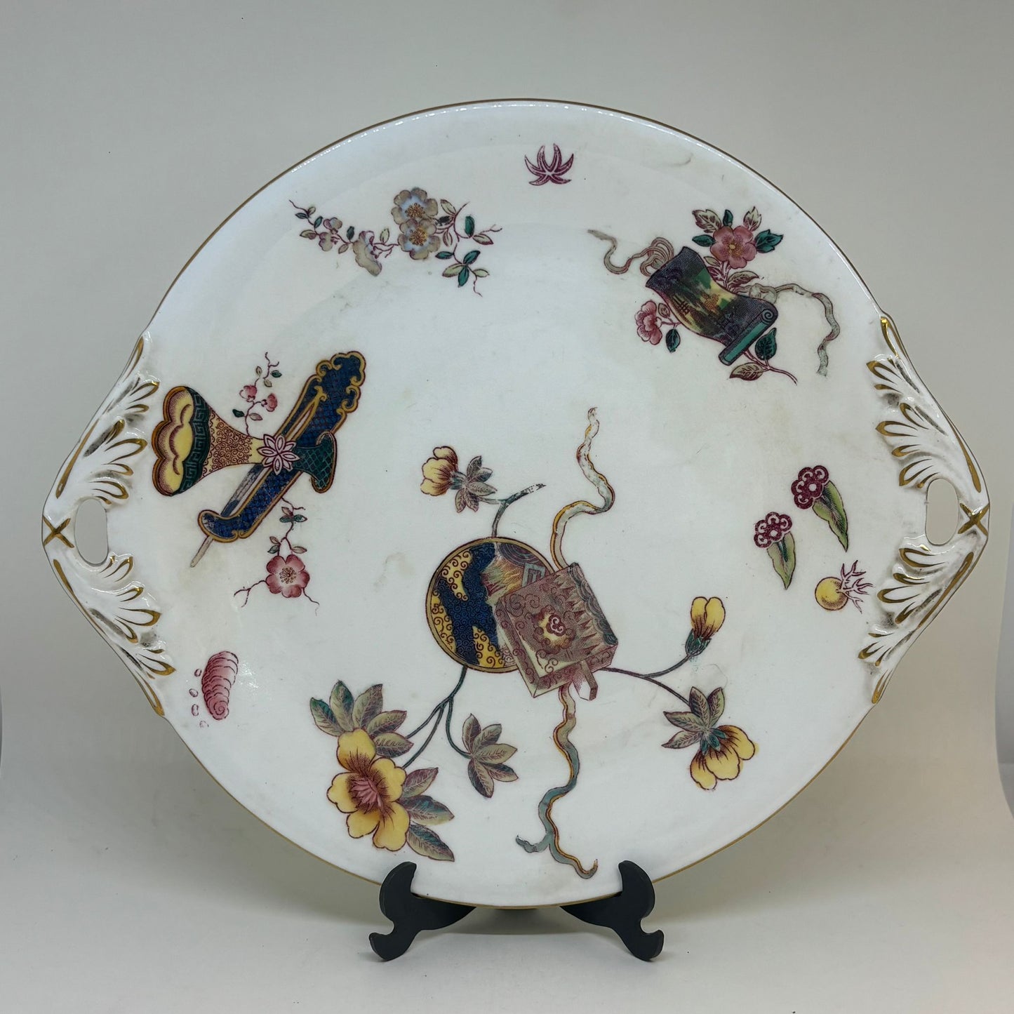 East Asian Decorative Plate with Ornate Handles