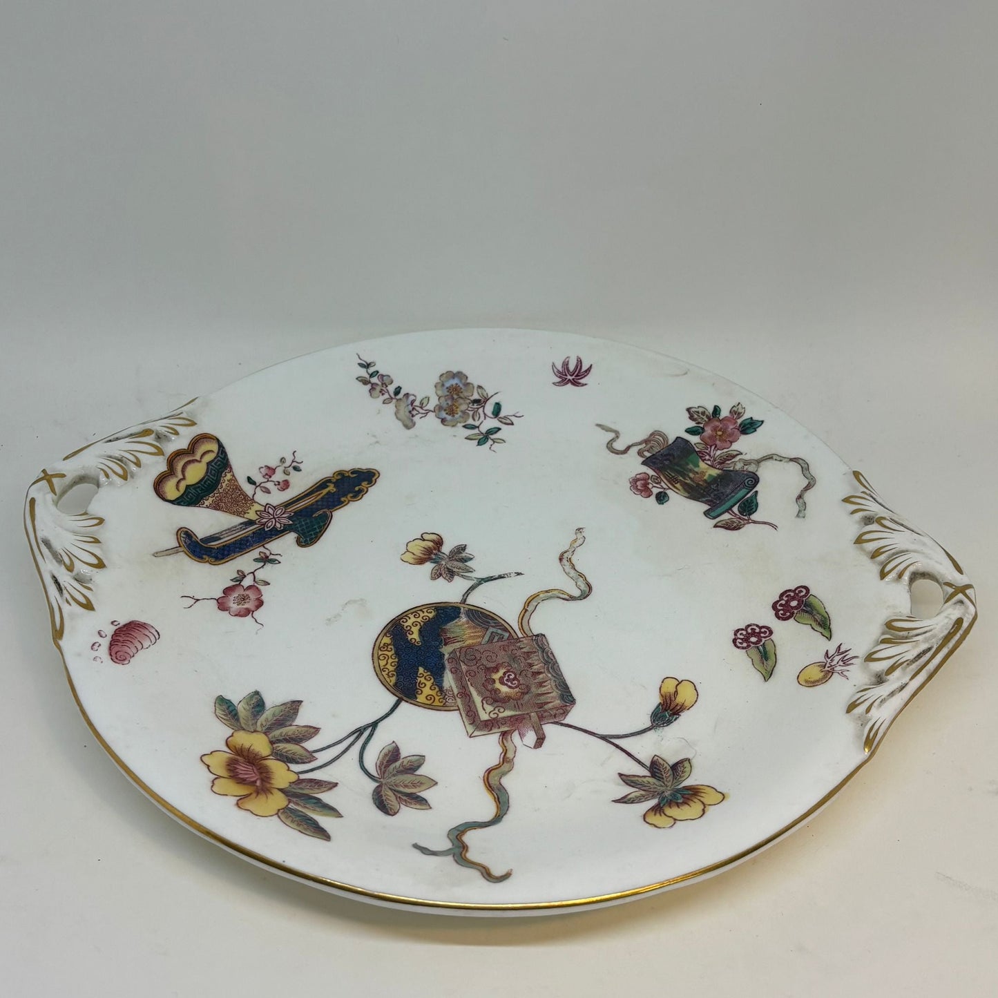 East Asian Decorative Plate with Ornate Handles