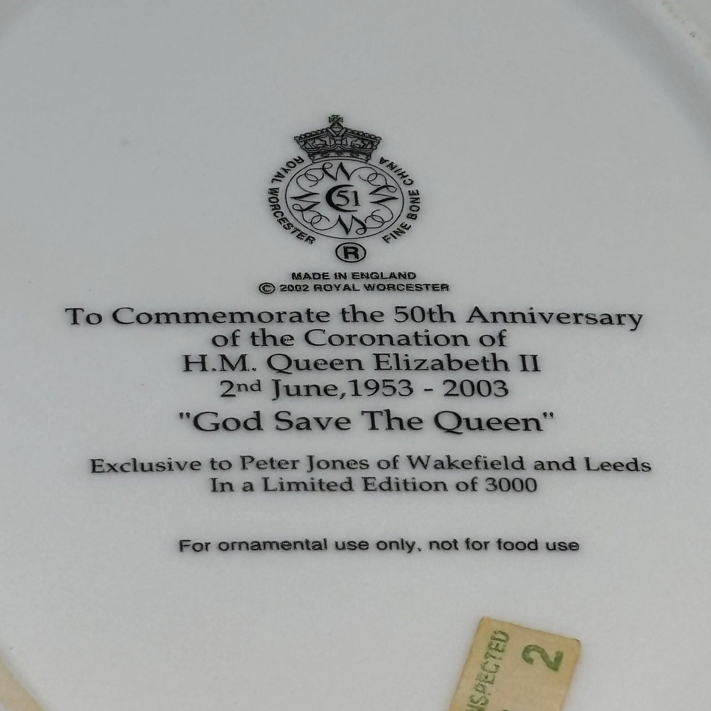 Queen Elizabeth II 50th Anniversary Coronation Commemorative Plate