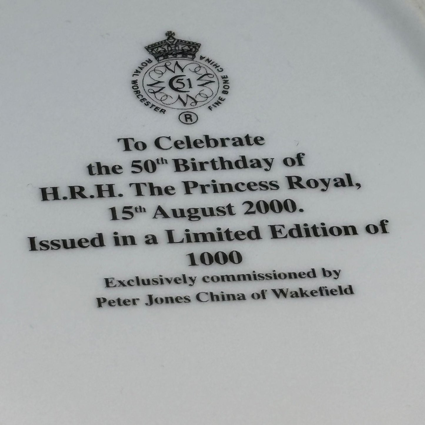 50th Birthday Princess Royal Limited Edition Commemorative Plate